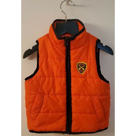 Kids Headquarters Puffer Vest Big Boy's Crew 12 Month Orange & Navy Trim - Picture 1 of 10